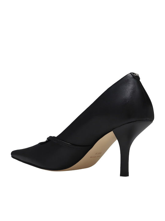 Leather Pointed Toe Black High Heels