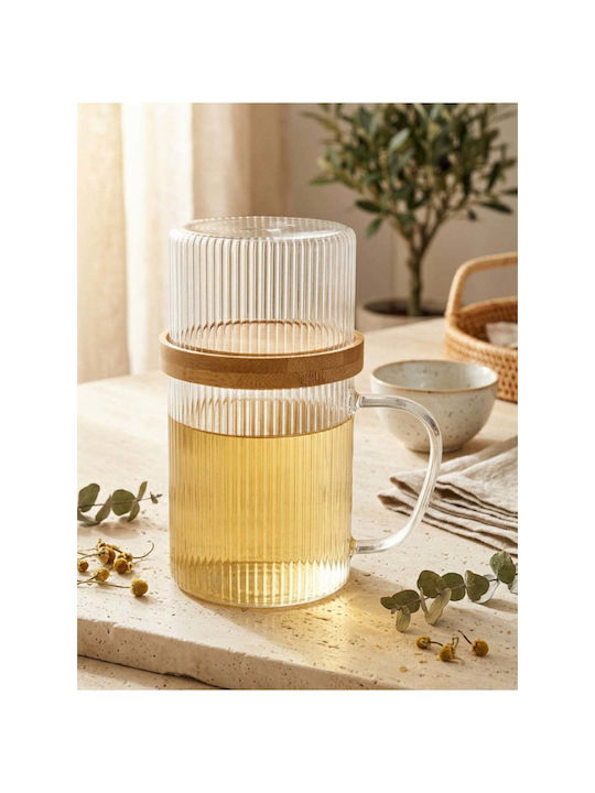 SteweHome Κούπα Γυάλινη με Καπάκι Λευκή 300ml 3τμχ