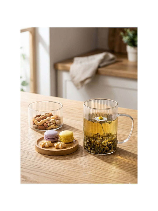 SteweHome Κούπα Γυάλινη με Καπάκι Λευκή 300ml 3τμχ