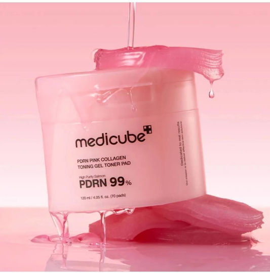 Medicube PDRN Pink Collagen 99% Dischete Tonice pentru Față cu Centella Asiatica și Niacinamidă 70 bucăți