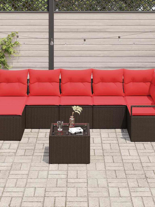 vidaXL Garten- und Outdoor-Möbelsets Typsatz für Wohnbereich 8 Stück Kaffee mit Kissen