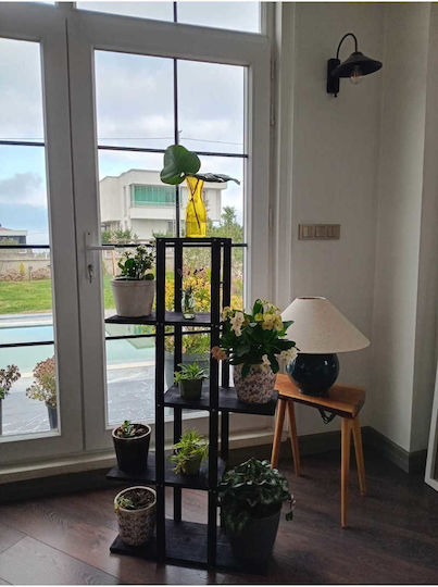 SteweHome Wooden Black Plant Stand Shelf 22.5x20x115cm