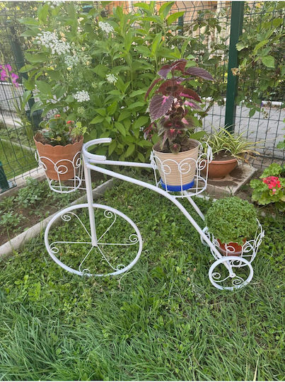 SteweHome Βάση Γλάστρας Μεταλλική Λευκή 12x13x60εκ.