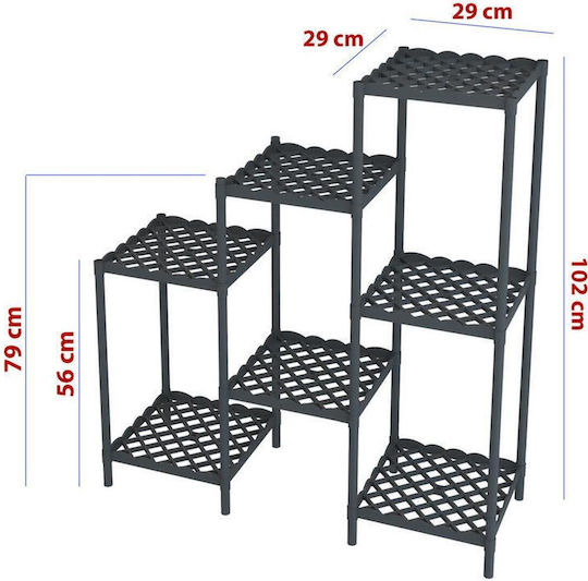 SteweHome Ραφιέρα Γλάστρας Πλαστική Μαύρη 85x29x102εκ.