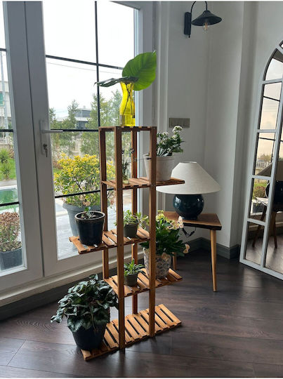 SteweHome Wooden Brown Plant Stand Shelf 22.5x20x113cm