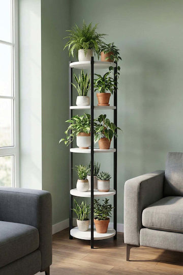 SteweHome Metal Black Plant Stand Shelf