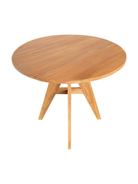 Cadrada Round Kitchen Table from Solid Wood Natural Shade 80x80x76cm