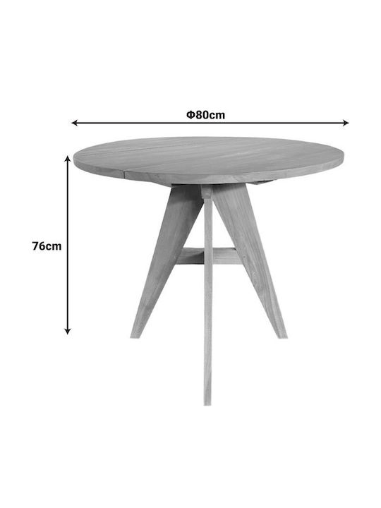 Cadrada Round Kitchen Table from Solid Wood Natural Shade 80x80x76cm