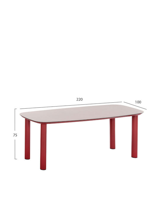 Esszimmer- und Küchentisch mit grauer Steinoberfläche 220x100x75cm