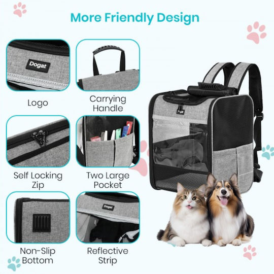 Miss Lulu Dog Backpack for Carrying Dogs/Cats Grey