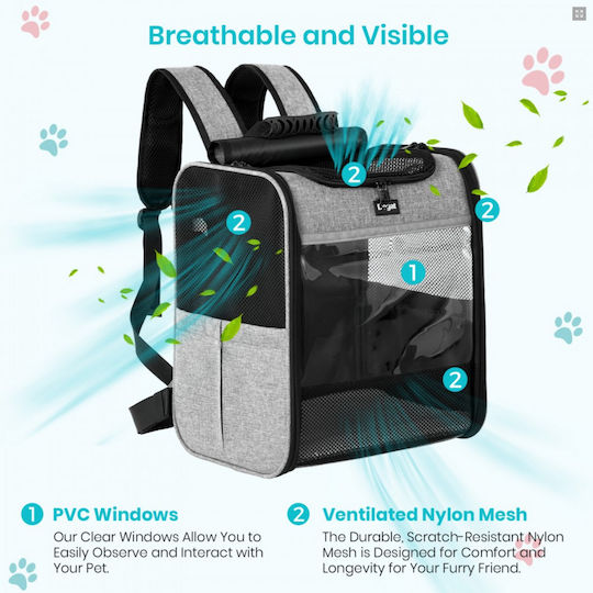 Miss Lulu Dog Backpack for Carrying Dogs/Cats Grey