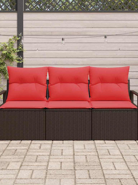 Three-Seater Outdoor Rattan Sofa With Cushions 62x55x85cm