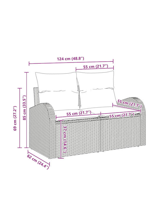 Three-Seater Outdoor Rattan Sofa With Cushions