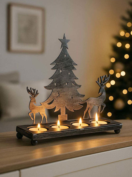 SteweHome Set Of Metal Candle Holders Suitable For Tealights In Silver Colour 4 Pieces