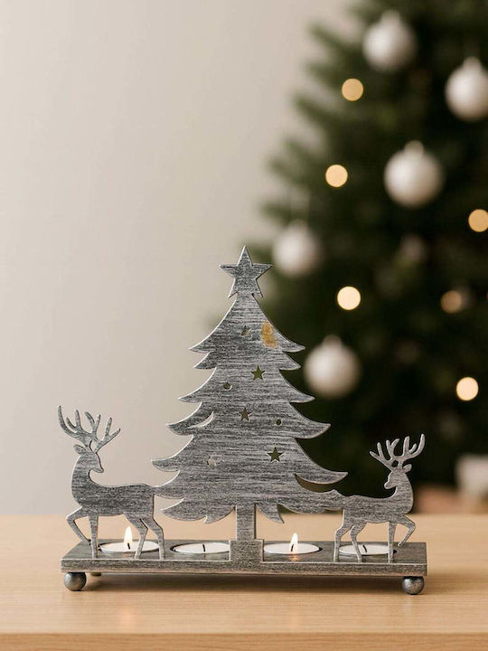 SteweHome Set Of Metal Candle Holders Suitable For Tealights In Silver Colour 4 Pieces
