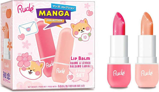 Rude Cosmetics Lip Care Set Wasser-Melone Und Pfirsich Kuss 3,5 g