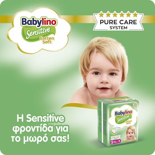 Babylino Scutece cu bandă adezivă Sensitive Cotton Soft Nr. 5 pentru 11-16kg 44buc