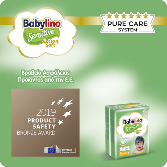 Babylino Scutece cu bandă adezivă Sensitive Cotton Soft Nr. 5+ pentru 12-17kg 126buc