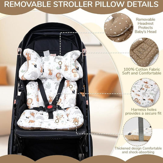 Queen Mother Stroller Cover Animals Double Sided White