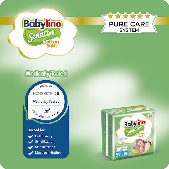 Babylino Klebeband-Windeln Sensitive Cotton Soft Nr. 2 für 3-6kg 128cm
