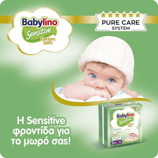 Babylino Πάνες με Αυτοκόλλητο Sensitive Cotton Soft No. 3 για 4-9kg 56τμχ