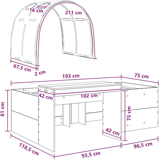 Kids Bed Single with Desk White