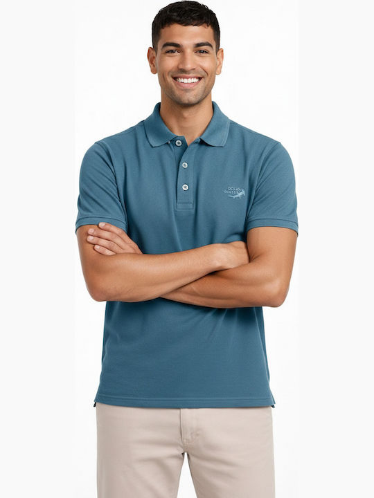 Polo Kurzarm Bluse Blau
