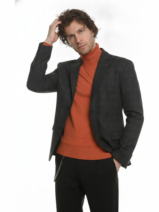 Winter Men’s Suit Jacket with Slim Fit Checkered