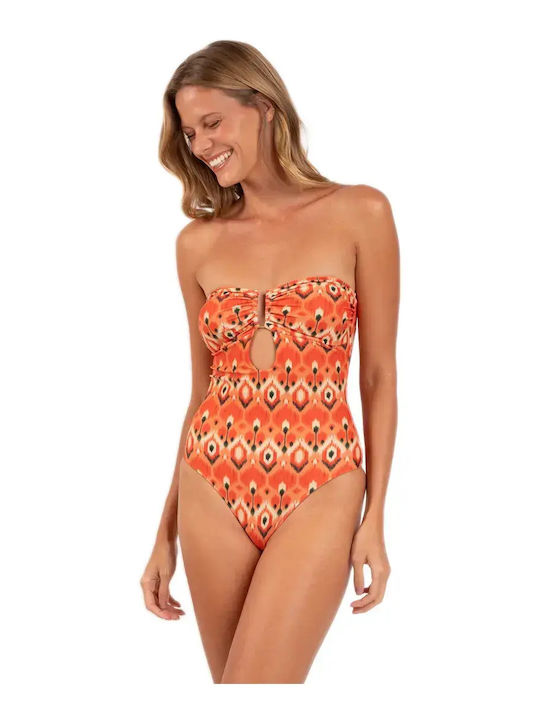 Strapless One Piece Swimsuit Floral Multicolour