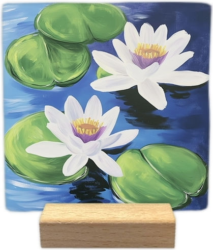 Dekoratives Fliesenstück Natürlicher Stein Water Lilies