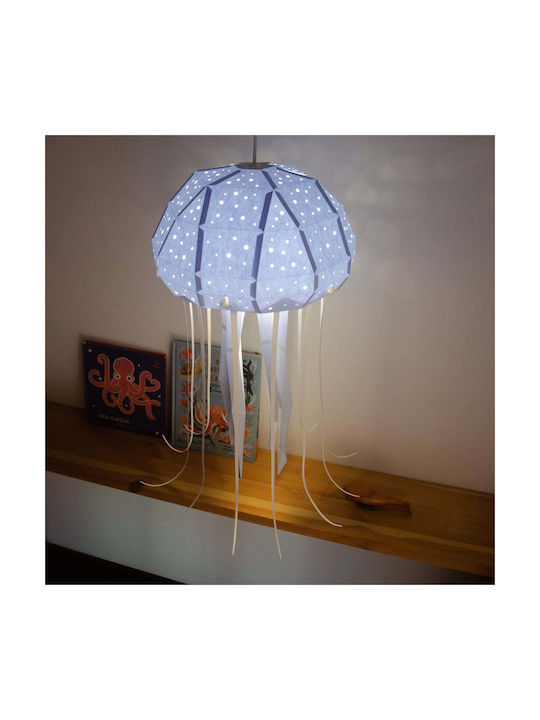 Owl Paperlamps Single-Light Kids Ceiling Light Paper with E27 Socket Blue 60x30cm