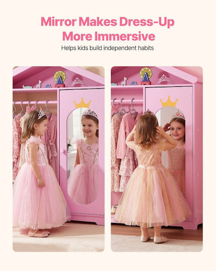 Vevor Kids Multi Hook Wooden Pink 62x20cm