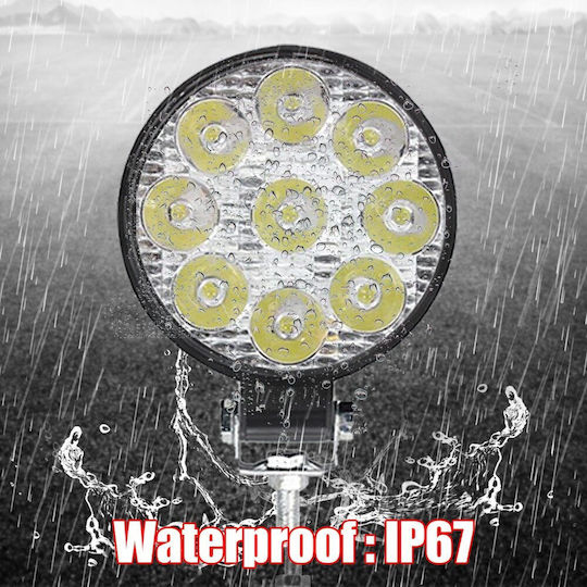 Led Αδιάβροχοι Στρογγυλοί Προβολείς 27w 12-24v 2300lm 6500k Ip67 Σετ 4 Τεμαχίων