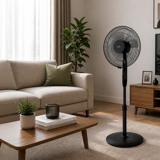 Life Maistrali Ανεμιστήρας Ορθοστάτης 40W Διαμέτρου 40.64cm με Τηλεχειριστήριο Μαύρος