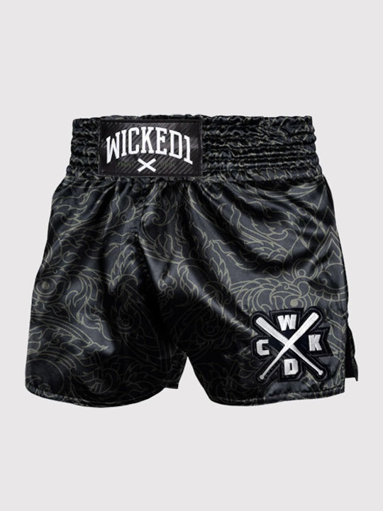 Wicked1 Ανδρικό Σορτσάκι Kick/Thai Boxing Μαύρο