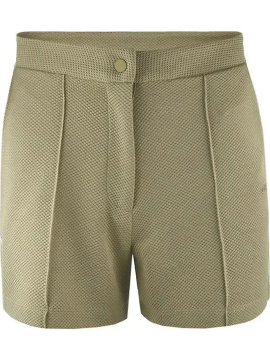 Women's Set with High Waist Athletic Beige Shorts