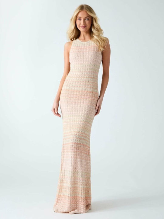 Maxi Abend Hemdkleid Mit Spitze Beige