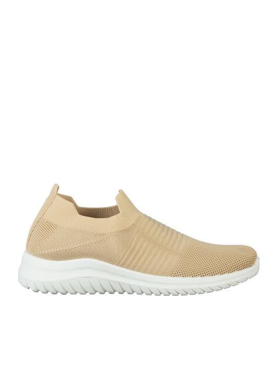 Damen Slip-Ons Stoff Beigen DM-M01-Beige