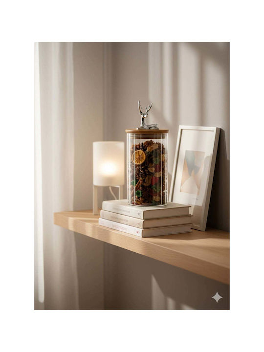 SteweHome Set of 2 Pieces Glass White Cereal Jars with Airtight Lid 9x15cm