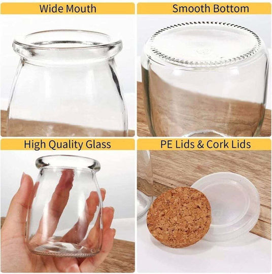 SteweHome Set of 3 General Use Glass Orange Jars with Cork 150ml