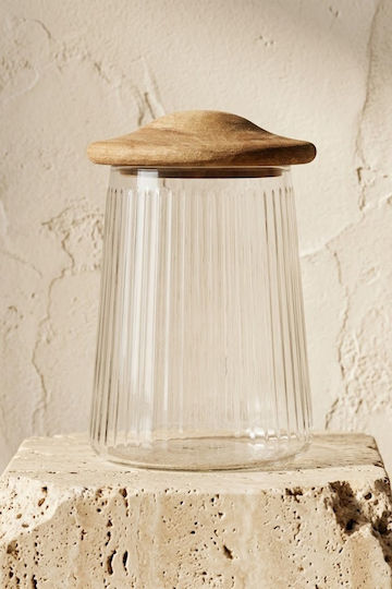 SteweHome Jar for Tea Coffee Sugar with Lid Glass Transparent 950ml