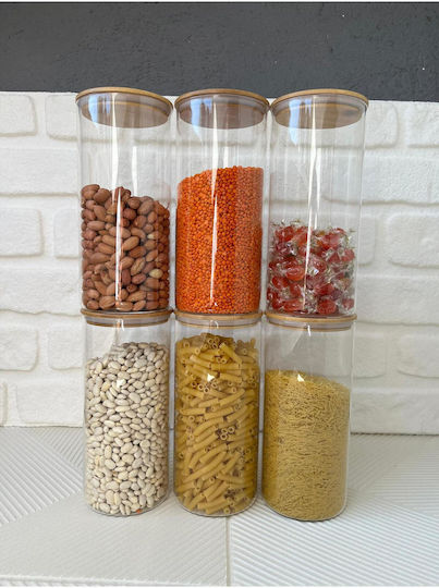 SteweHome SteweHome Lebensmittelgläser & Behälter Set aus 6 Stück Allgemeine Verwendung mit Deckel Hölzernes Transparent 1300ml