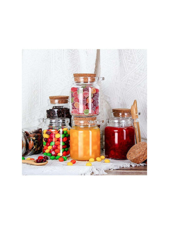 SteweHome Set of 6 General Use Glass White Jars with Cork 250ml