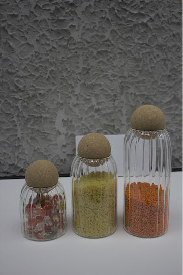 SteweHome Set of 3 General Use Glass Jars with Cork 1000ml