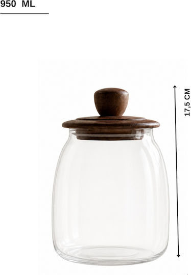 SteweHome Set of 3 Coffee Tea Jars with Wooden Transparent Lid 500ml