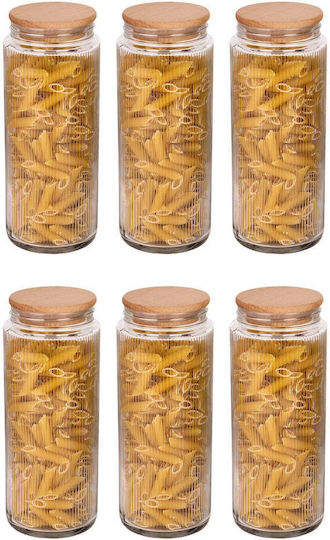 SteweHome Set of 6 General Use Glass Brown Jars with Lid 1500ml