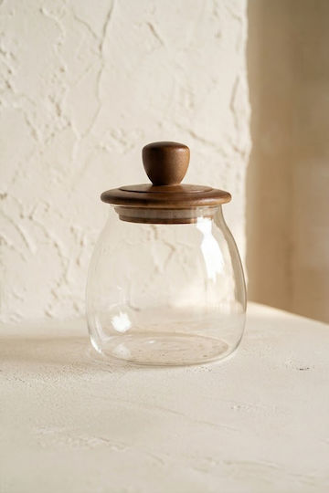 SteweHome Allgemeine Verwendung Lebensmittelglas mit Deckel Hölzernes Transparent 700ml