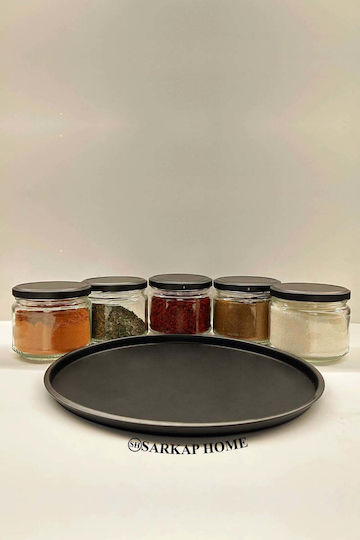 SteweHome Set of 5 General Use Food Jars with Airtight Lid Metallic Black 8.2x8.2x8.2cm
