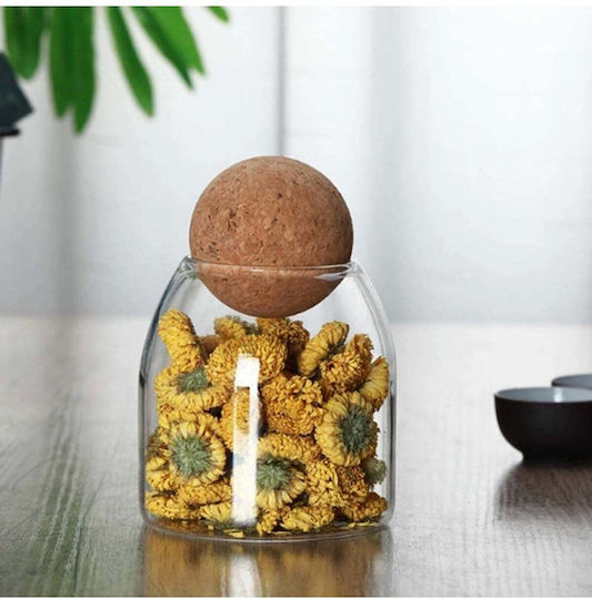 SteweHome Set of 2 Pieces Glass Brown Food Jars for General Use Tea Sugar Coffee with Cork 500ml