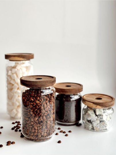 SteweHome Set of 4 General Use Glass Orange Jars with Lid
